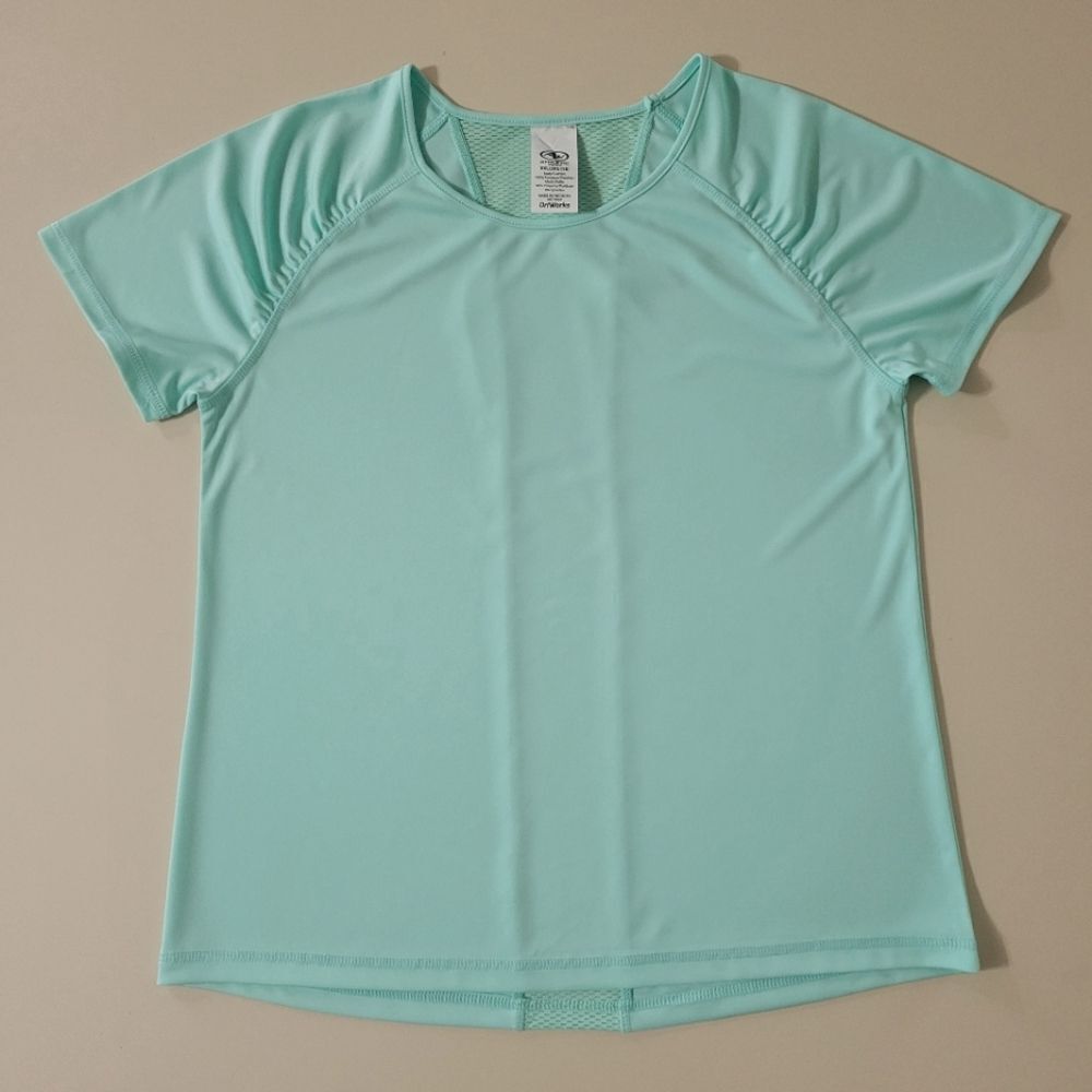 Athletic Works Girl's Aqua Active Workout Wicking Short Sleeve Tee
